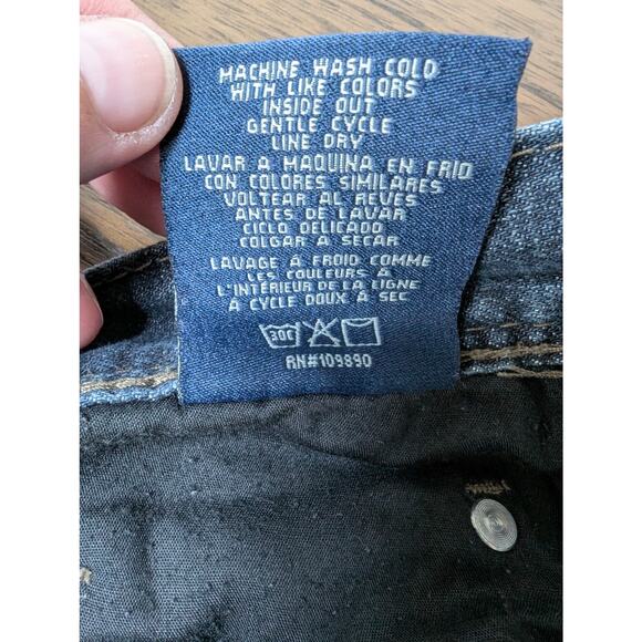 Seven 7 Boot Jeans Mens 34x32 Blue Dark Wash Distressed Flap Pocket - Picture 8 of 11